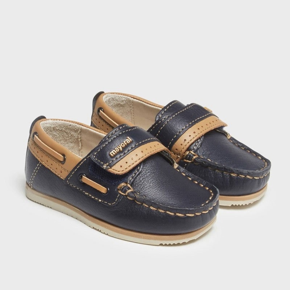 Mayoral Navy and Tan Kids Moccasins